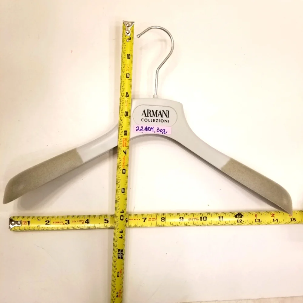 Armani Collezioni Logo Grey Plastic Extra-Wide Shoulder Clothes Non-Slip Hanger!